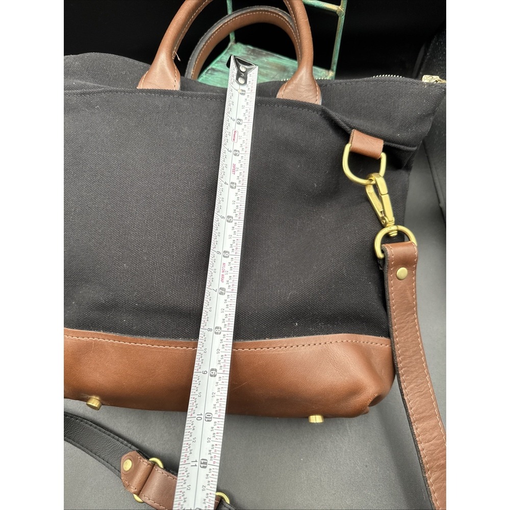 R. RIVETER Black Washed Canvas + Brown Leather Otto Tote Crossbody Bag EUC - Picture 8 of 12